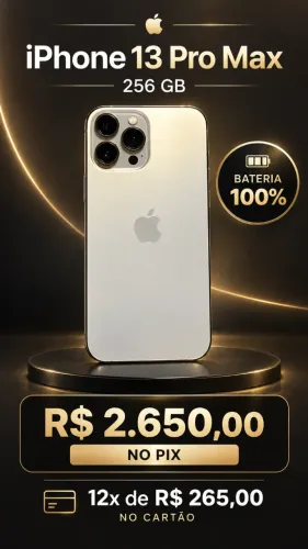 iPhone 13 Pro Max 256GB com bateria 100 por cento