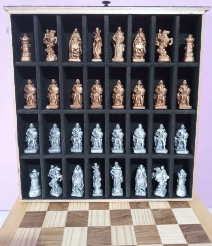 Tabuleiro de Xadrez Medieval Luxo de Colecionador Grande