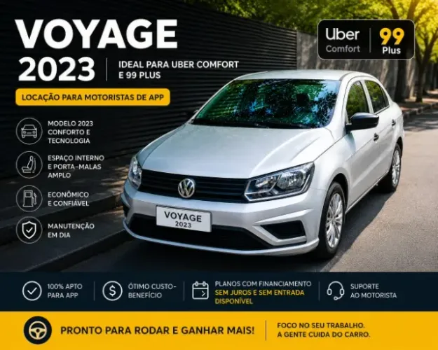 Aluguel | Locação Carro Voyage 2023 para Aplicativo Uber 99 Comfort