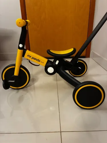 Triciclo Infantil Multifuncional Dobrável Mr. Panda Motoca Cor Amarelo