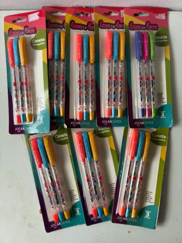 KIT CANETAS COLORIDAS JOCAR OFFICE PAPELARIA ESCRITÓRIO