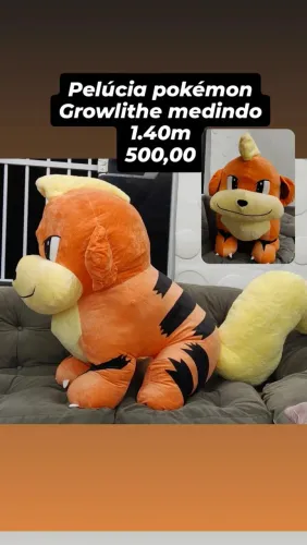 Pelúcia Pokémon Growlithe medindo 1.40
