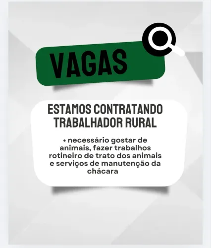 Oportunidade trabalhador rural