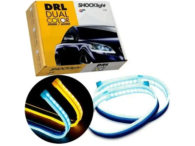 Fita Led Drl Dual Color Universal Pisca Para Farol - 45cm