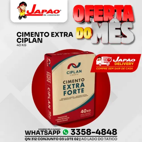 Cimento Ciplan Extra Forte 40KG Melhor Preço do DF, Entrega Rápida Faça Seu Orçamento 