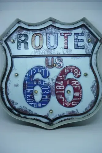 placa  de metal  com luz- rota 66 - novo - peça única - na caixa