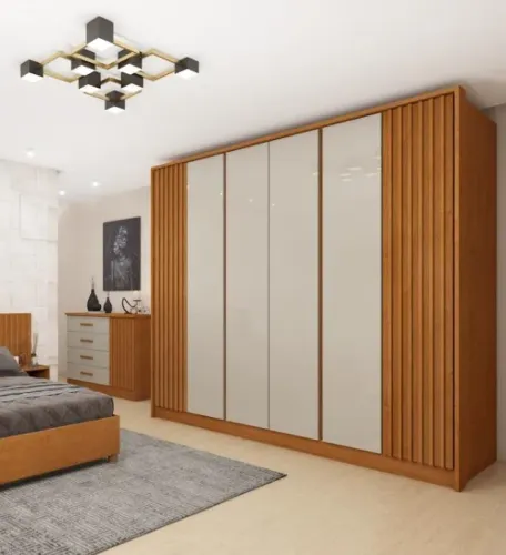 Guarda Roupa 6 Portas Barcelona Ripado, 2,75 cm