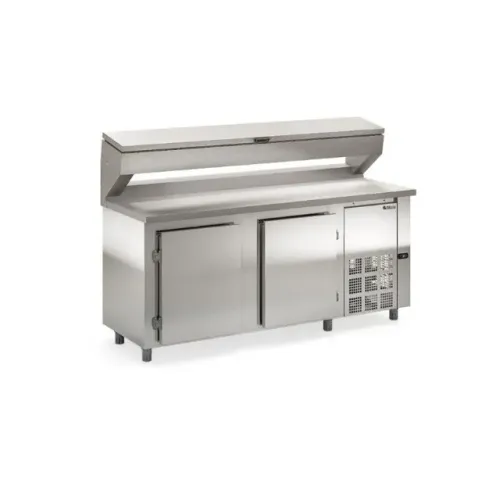 Balcão Para Pizzaria Condimentadora 2,00m em Aço Inox Com tampa Gelopar