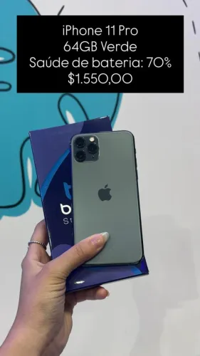 iPhone 11 Pro / 64Gb / Verde / Saúde e Bateria: 70% / Original / Loja física / $1.550,00
