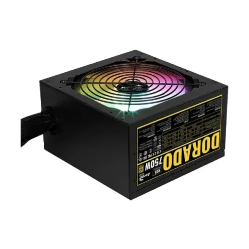 Fonte ATX 750W Real PFC Ativo 80 Plus Gold Aerocool Dorado Led RGB - WZetta