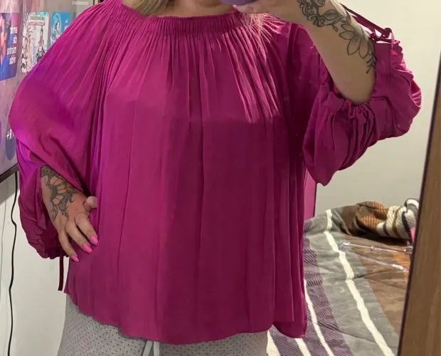 Blusa Manga Longa Rosa Vibrante
