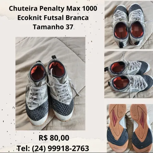 Chuteira Penalty Max 1000 Ekonknit Futsal Branca Tamanho 37
