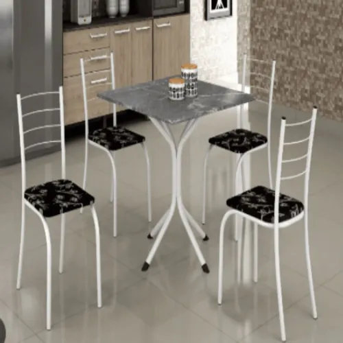 CONJUNTO MESA 4 CADEIRAS RIO TAMPO 70X70 GRANITO TOPÁZIO - TEIXEIRA