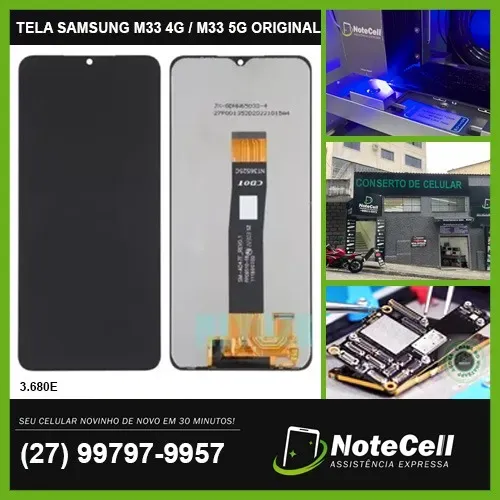 Tela Display P/Samsung M33 4G / M33 5G Original 3.680E- Instalação Expressa Em 30 Minutos!