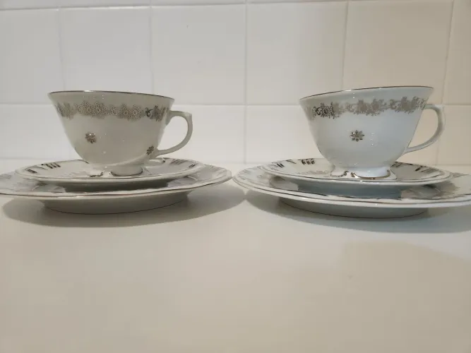 Jogo de Chá Bodas de Prata Porcelana Schmidtt