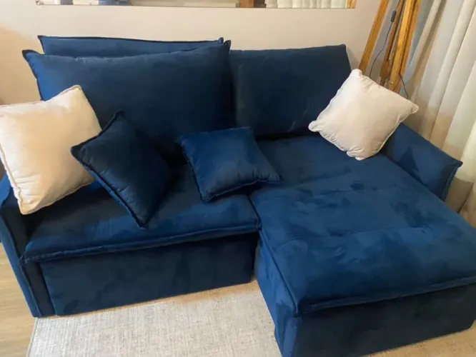 Sofá cama e retrátil azul marinho