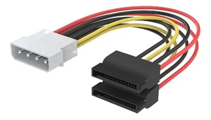 Cabo Força Adaptador Fonte Duplo Y Ide Molex X 2 Sata