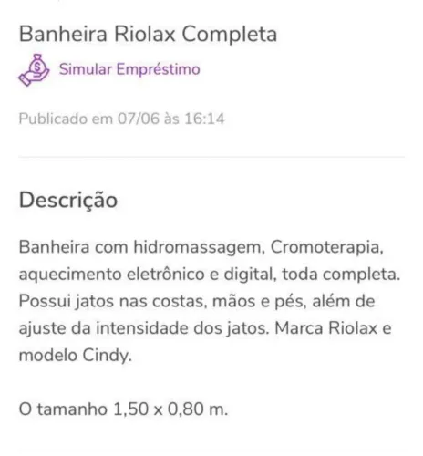 Banheira de hidromassagem Riolax Cindy
