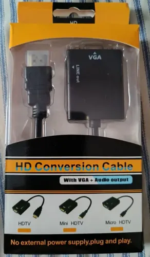 Cabo Conversor HDMI para VGA com Áudio - Novo