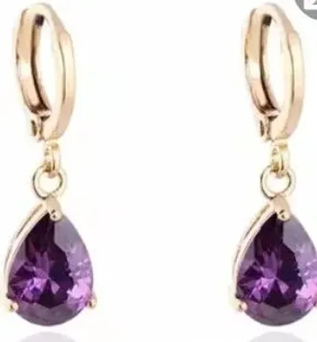 Brinco gota d'água roxo