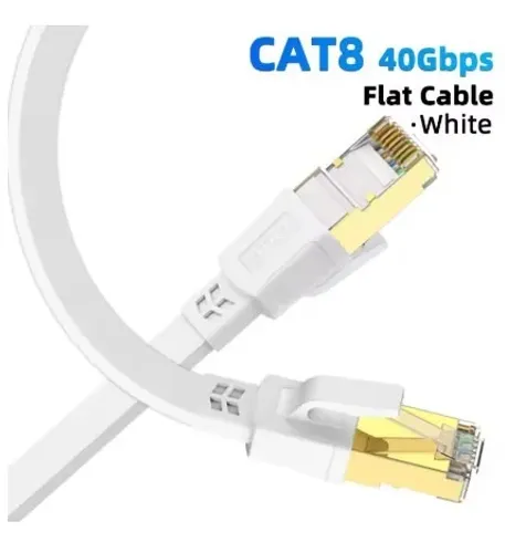 Cabo de rede Ethernet 1,5m de Alta Velocidade Cat 8, 40Gbps, 2000MHz 
