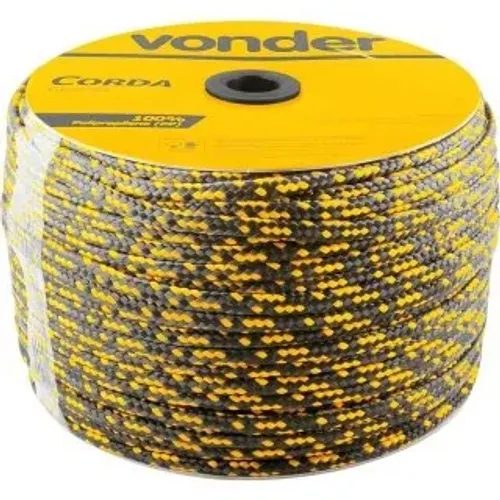 CORDA VONDER 10MM MULTIFAMENTO TRANCADA PRETA E AMARELO