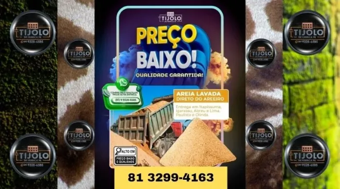 areia lavada para empreiteiros 