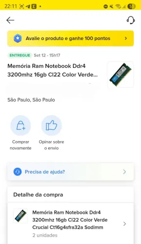 Memoria Ram notebook ddr4 3200mhz 16gb crucial