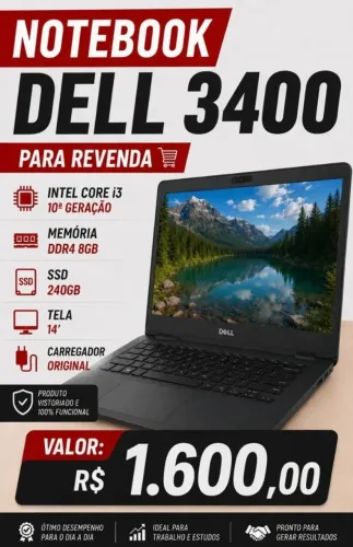 Notebook Dell 3400 i3 10ª Geração 8GB SSD 240GB 14" - Semi Novo