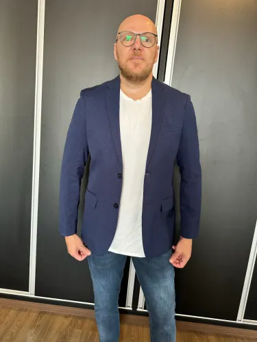 Blazer J Canedo Azul Marinho Com bolinhas Slim