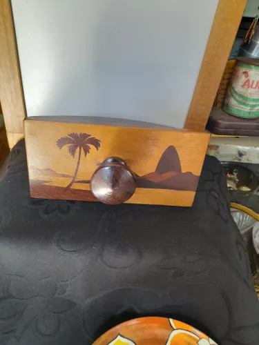 Mata borrão antigo de madeira marchetado