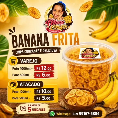 Banana Frita Crocante Chips - Atacado e Varejo | Manaus