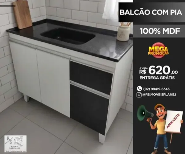 Balcão de cozinha com pia