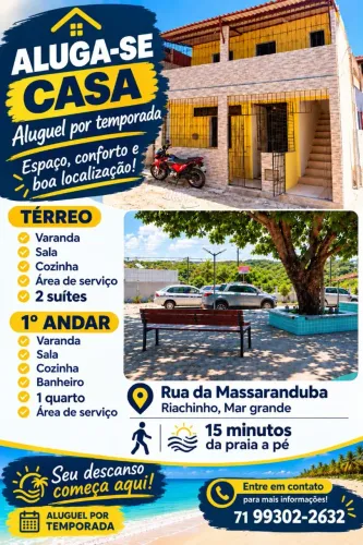Aluguel de temporada casa térreo e primeiro andar  em  Mar grande 