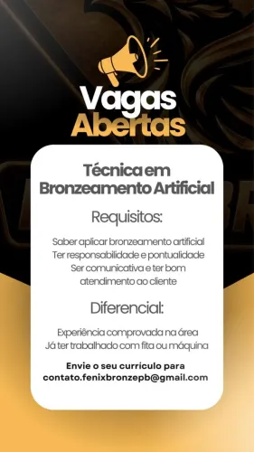 Vaga para profissional de bronzeamento artificial