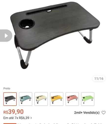 Mesa portátil para notebook cor cinza, nova