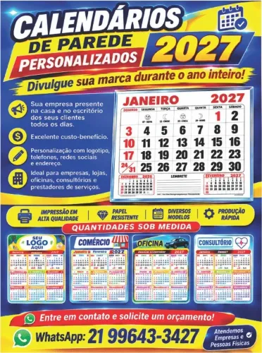Serviços Gráficos - Folhinhas e Calendários 2027