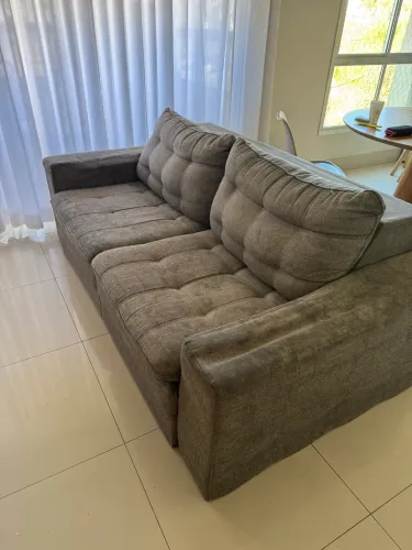 Sofá retrátil linho cinza