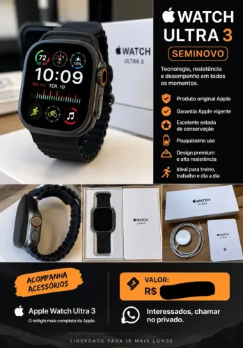 VENDO APPLE WATCH ULTRA 3 BLACK ? NOVINHO - NA GARANTIA