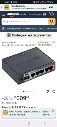 Tô vendendo esse Routeador MikroTick HEXs Gigabit