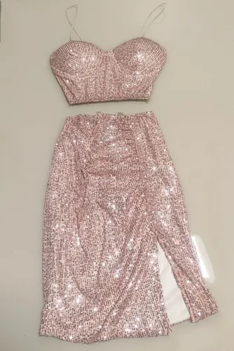 Conjunto Rosa em Paetê