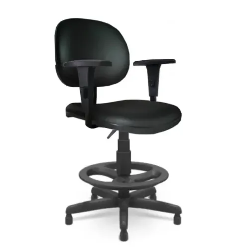 Cadeira Caixa Executiva Braço Regulável Preta Ergonômica Para Balcão Premium 35029