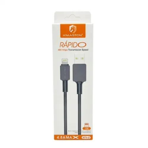 Cabo Carregador Rapido HMaston H76-2 USB Para Lightning iOS 4.8A 1m Turbo reforçado h'mast