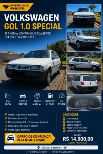 Volkswagen Gol Geração II Special 1.0 8V 58cv Gasolina Mec. 2P 2000