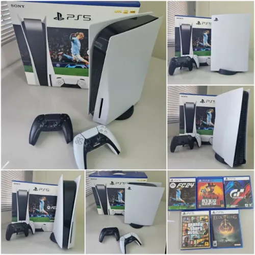 PlayStation 5 FAT, Leitor de Discos, SSD 825GB, 2 Controle Sem Fio + 5 Jogos