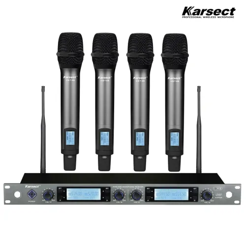 Microfone Sem Fio Quadruplo de Mão Rack Karsect KRP4R