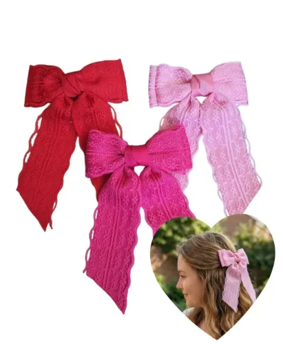 Laco De Renda Grande Com Cauda Presilha Cabelo Feminina