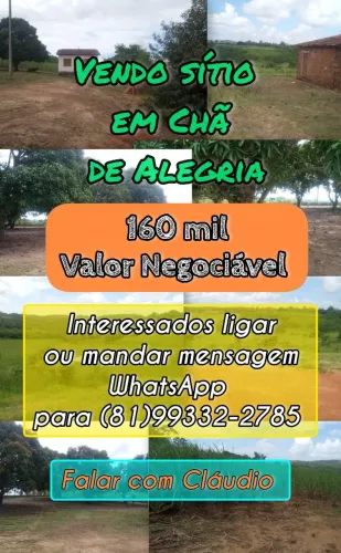 VENDE-SE SÍTIO EM CHÃ DE ALEGRIA-PE