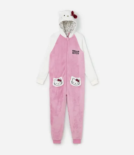 Pijama Jumper Infantil Em Fleece Com Bordado Hello Kitty 13/14 anos