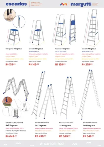 Escadas de Alumínio (opções e valores na descrição e foto)